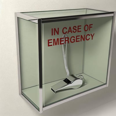 whistle in a break in case of emergency box