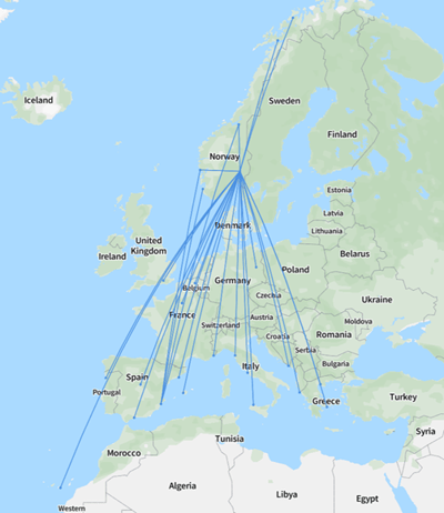 Scandanavia Flyr Map