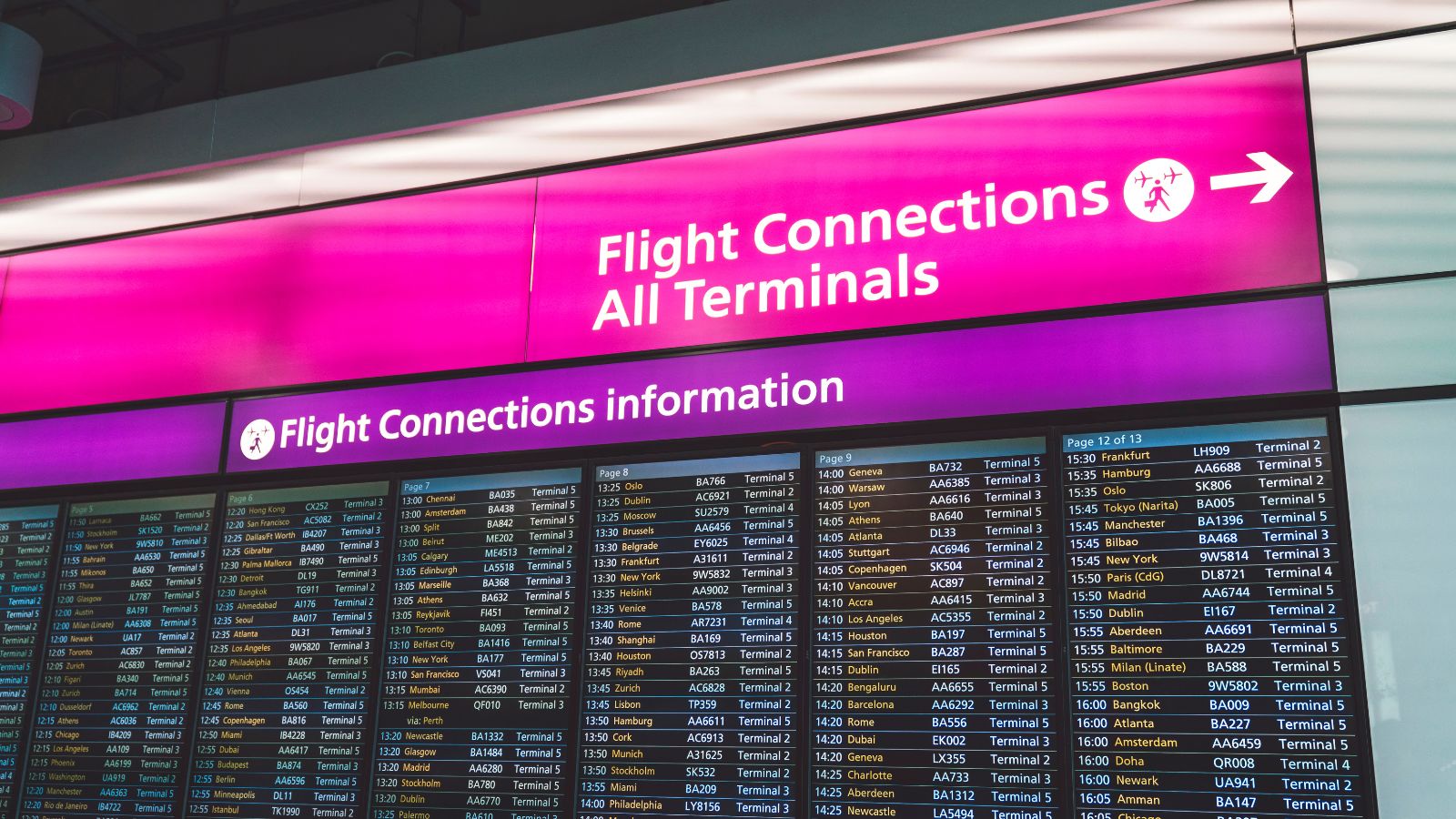 Flight connections board