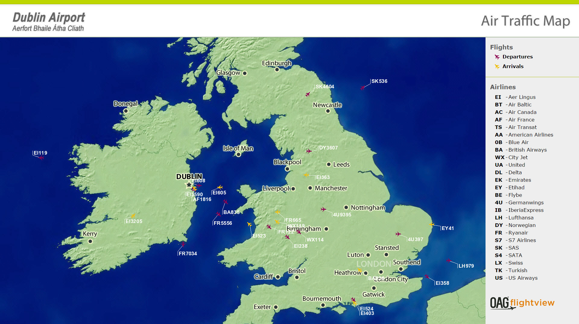 Dublinairtrafficmapoagpng. Realtime Global Flight Tracking Flight Status For The Web And dublinairtrafficmapoagpng. realtime global flight tracking flight status for the web and