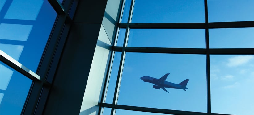 Plane through window