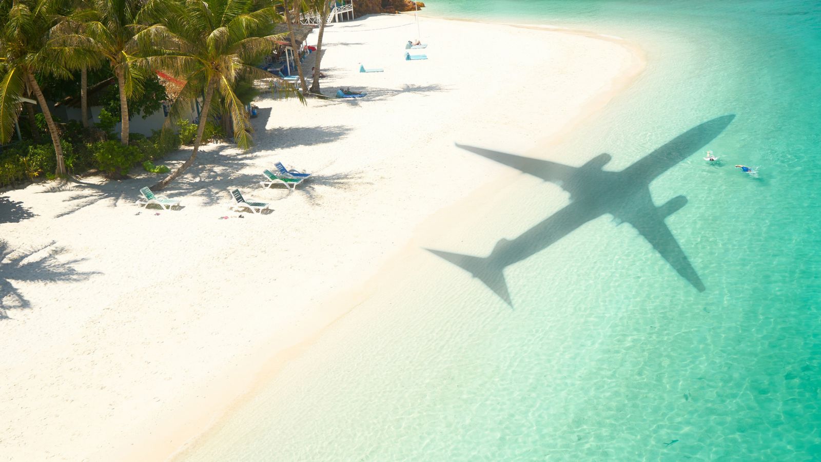 Beach airplane shadow