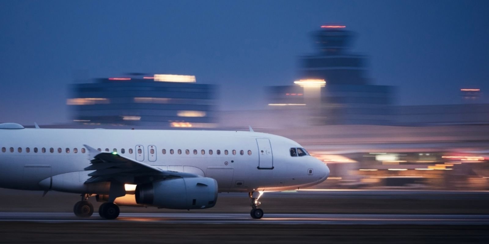 blurred image of airline at take off
