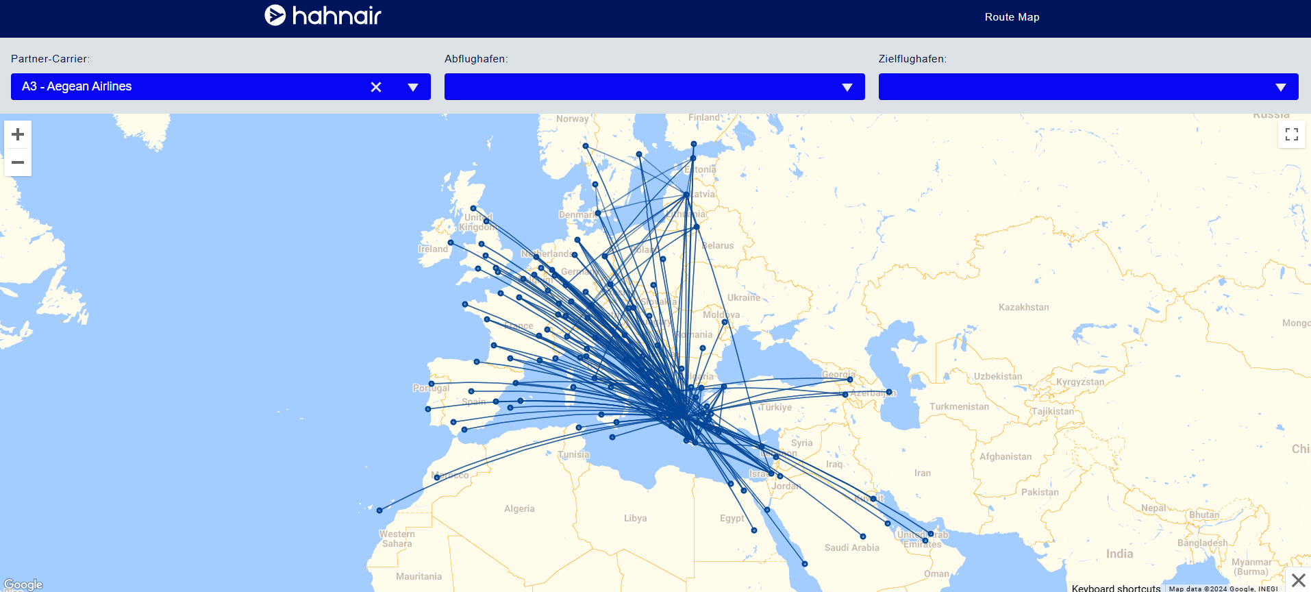 hahnair-routemap